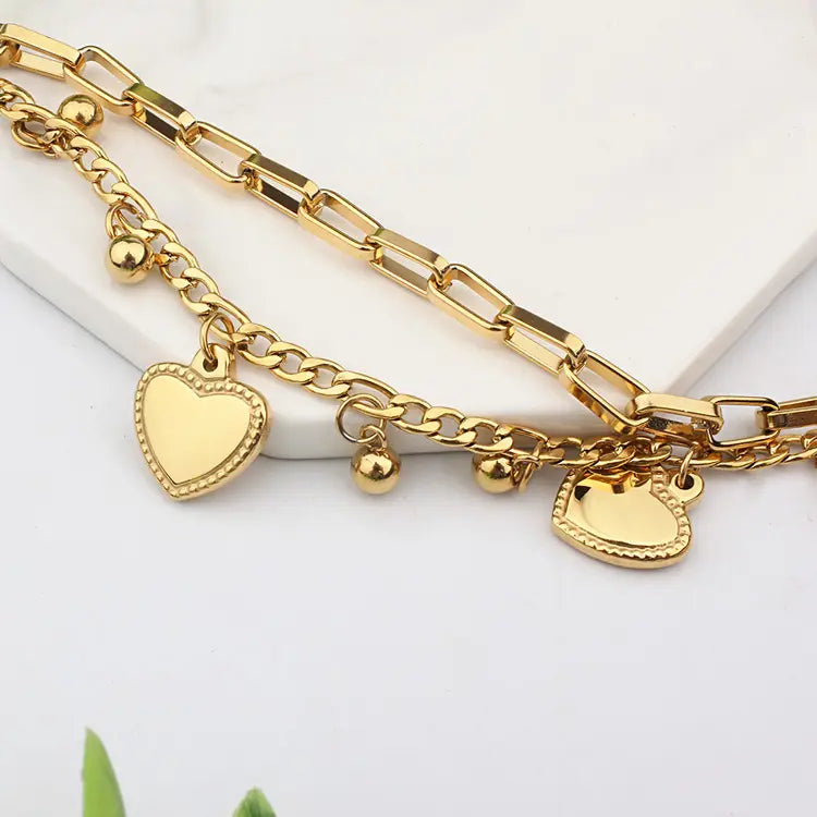 18KT Gold Plated All Over Hearts Bracelet - Atulya Jewellers