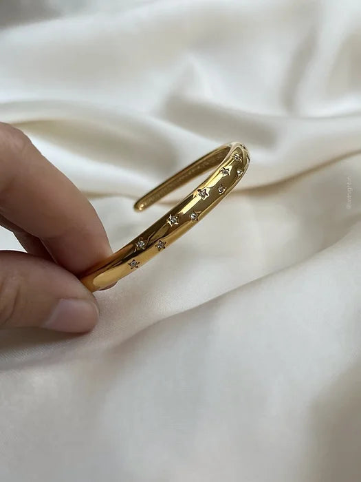 18KT Gold Plated Starburst Cuff Bracelet - Atulya Jewellers