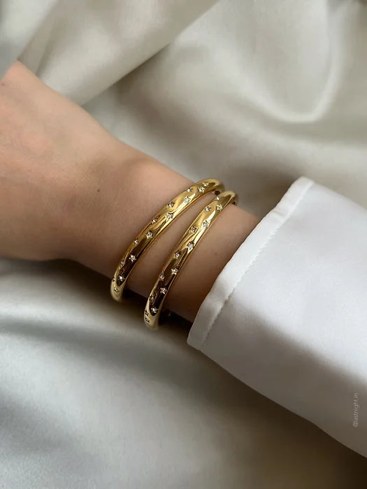 18KT Gold Plated Starburst Cuff Bracelet - Atulya Jewellers