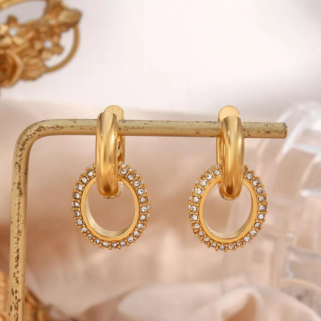 18KT Gold Plated Maria CZ Hoop Earrings - Atulya Jewellers