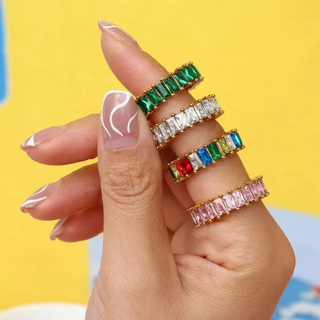 18KT Gold Plated Naira CZ Ring - Atulya Jewellers