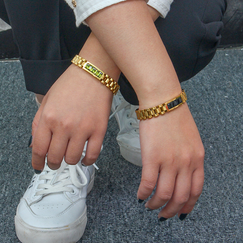 18KT Gold Plated Luna CZ Bracelet - Atulya Jewellers