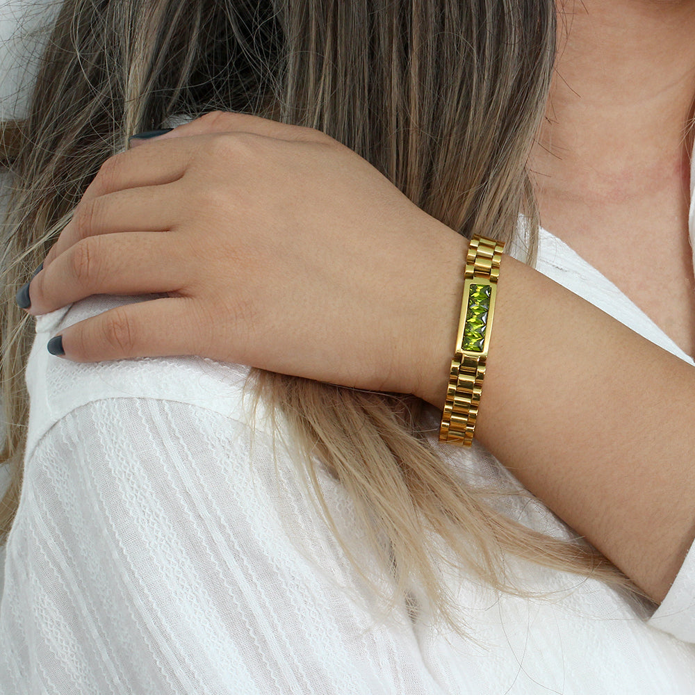 18KT Gold Plated Luna CZ Bracelet - Atulya Jewellers