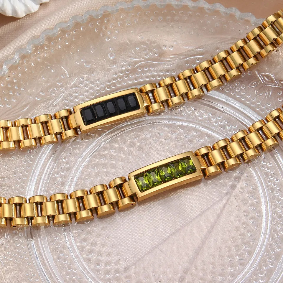 18KT Gold Plated Luna CZ Bracelet - Atulya Jewellers