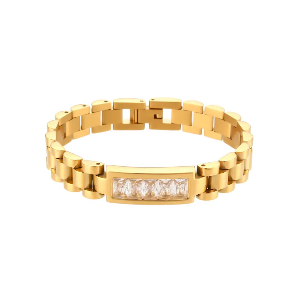 18KT Gold Plated Luna CZ Bracelet White - Atulya Jewellers