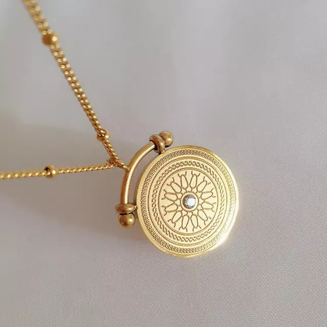 18KT Gold Plated Roman Compass Layered Necklace - Atulya Jewellers