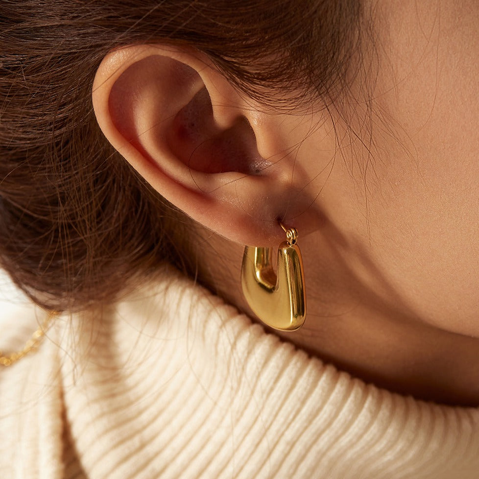 18KT Gold Plated Hand Bag Hoop Earrings - Atulya Jewellers