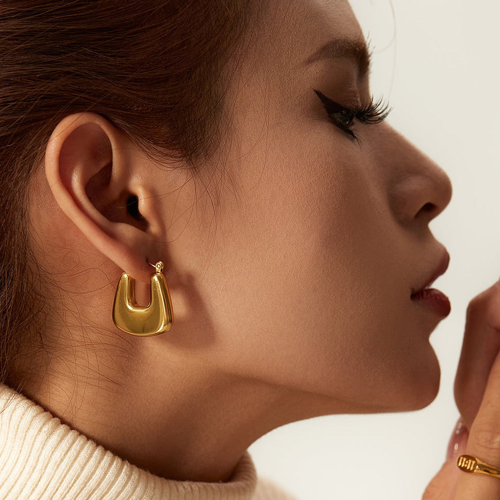 18KT Gold Plated Hand Bag Hoop Earrings - Atulya Jewellers