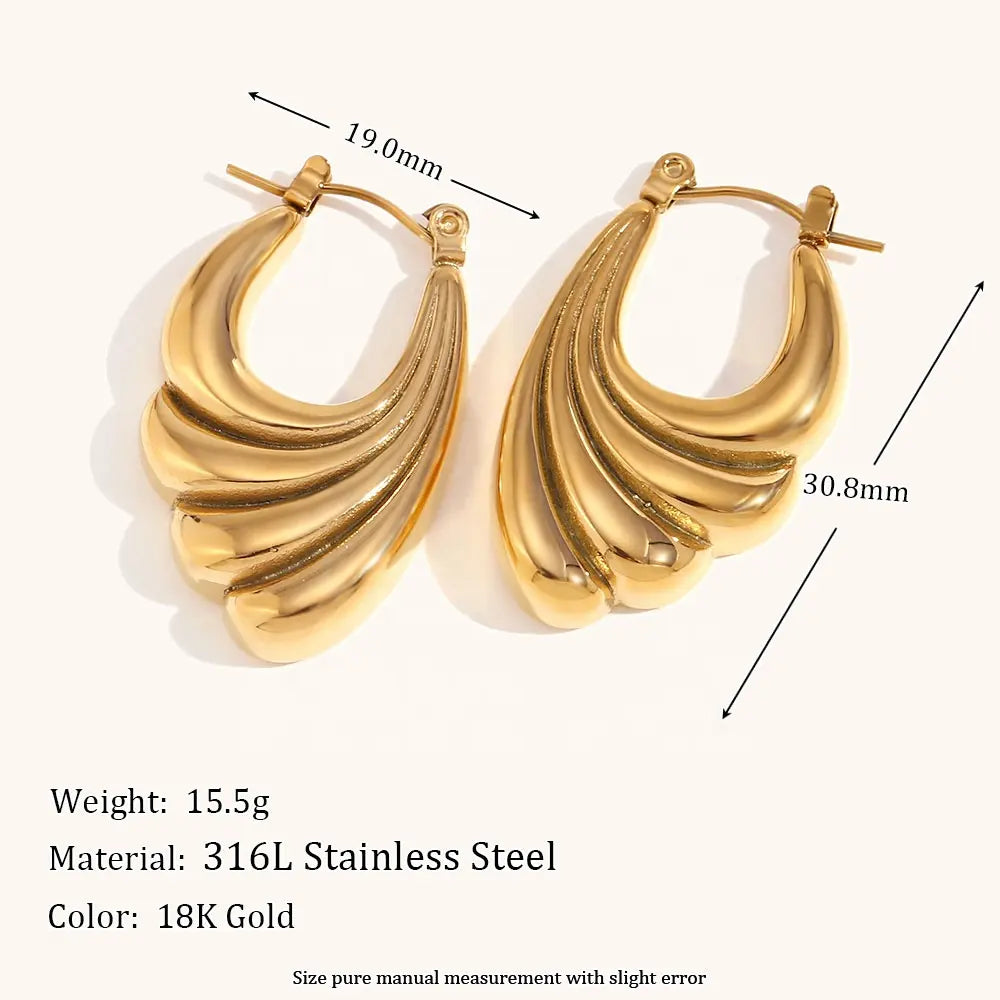 18KT Gold Plated Wing Hoop Earrings - Atulya Jewellers