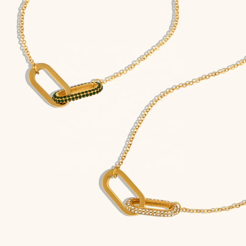 18KT Gold Plated Loop-Lock CZ Necklace - Atulya Jewellers