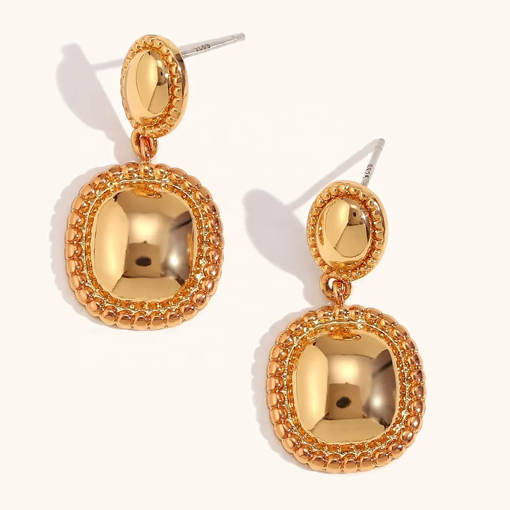 18KT Gold Plated Gloss Dangle Earrings - Atulya Jewellers