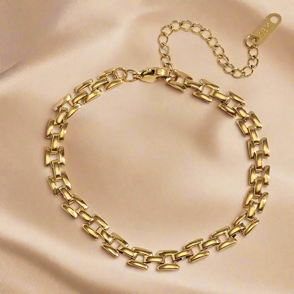 18KT Gold Plated Square Link Bracelet - Atulya Jewellers