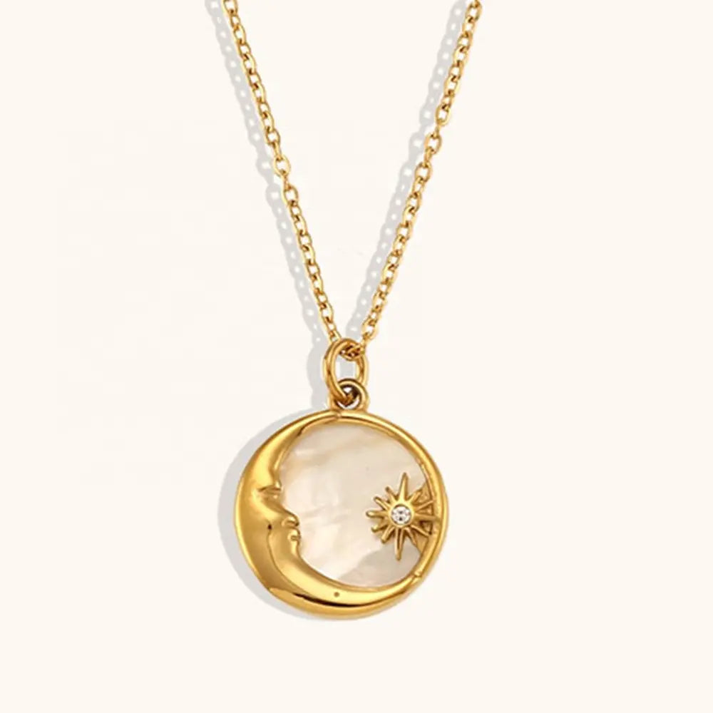 18KT Gold Plated Star Moon Necklace - Atulya Jewellers