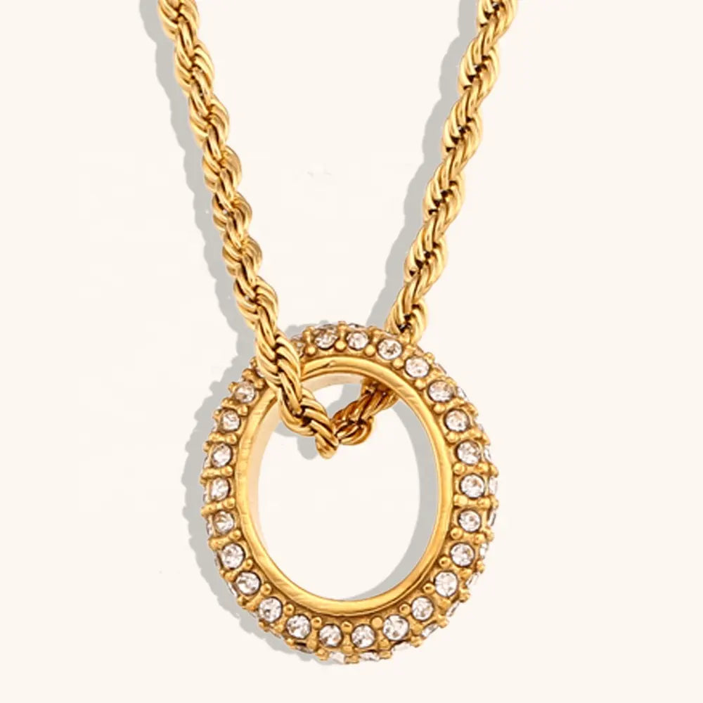 18KT Gold Plated Loop CZ Necklace - Atulya Jewellers