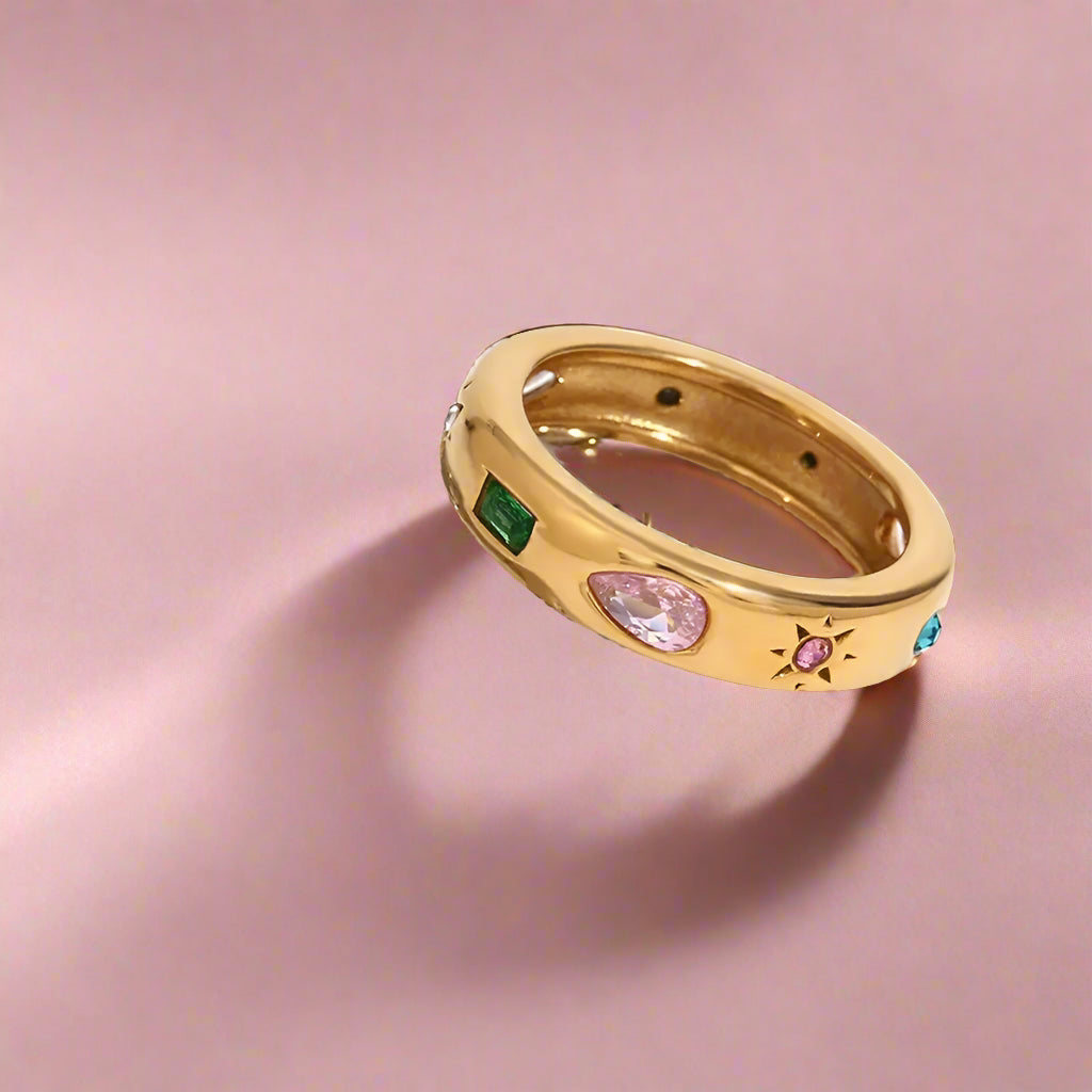 18KT Gold Plated Celestial CZ Ring - Atulya Jewellers