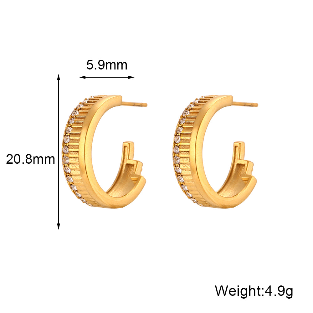 18KT Gold Plated Elsa CZ Earrings White - Atulya Jewellers