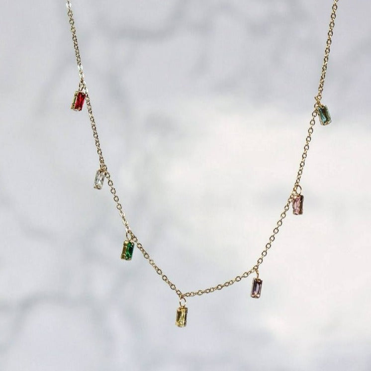 18KT Gold Plated Grace Multicolour Necklace - Atulya Jewellers