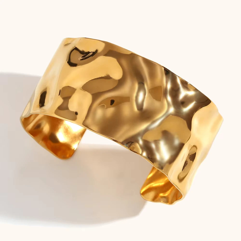 18KT Gold Plated Irregular Statement Cuff Bracelet - Atulya Jewellers