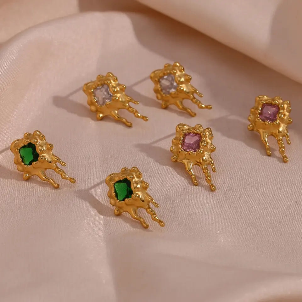 18KT Gold Plated Melting Earrings - Atulya Jewellers