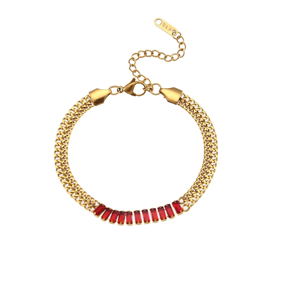 18KT Gold Plated Sheen CZ Bracelet Red - Atulya Jewellers