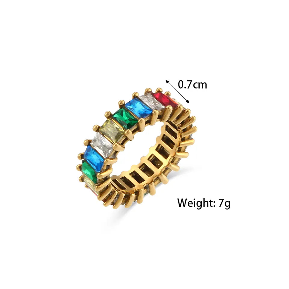 18KT Gold Plated Naira CZ Ring Multi Color - Atulya Jewellers
