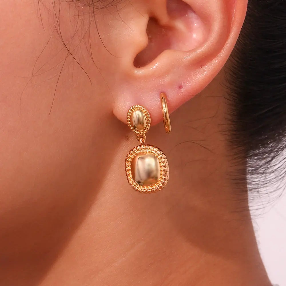 18KT Gold Plated Gloss Dangle Earrings - Atulya Jewellers