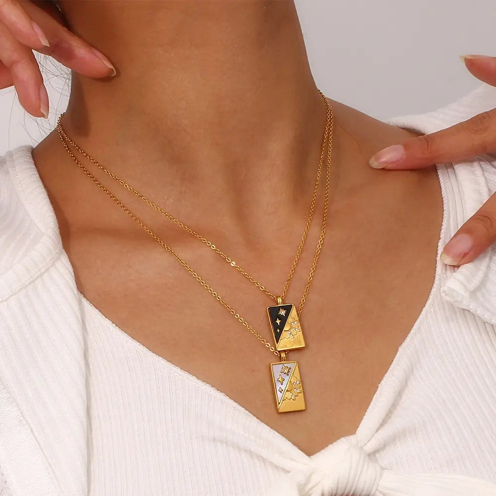 18KT Gold Plated Star Gaze CZ Necklace - Atulya Jewellers