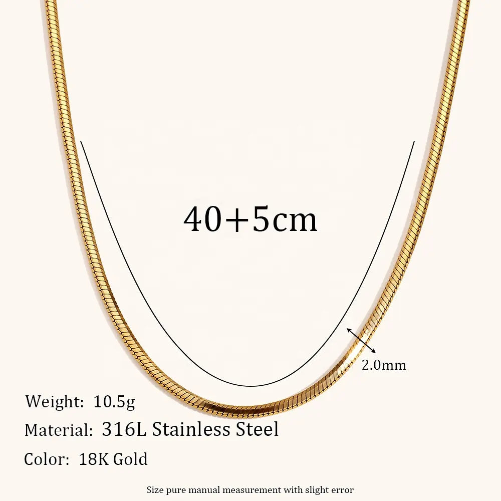 18KT Gold Plated Solid Snake Chain - Atulya Jewellers