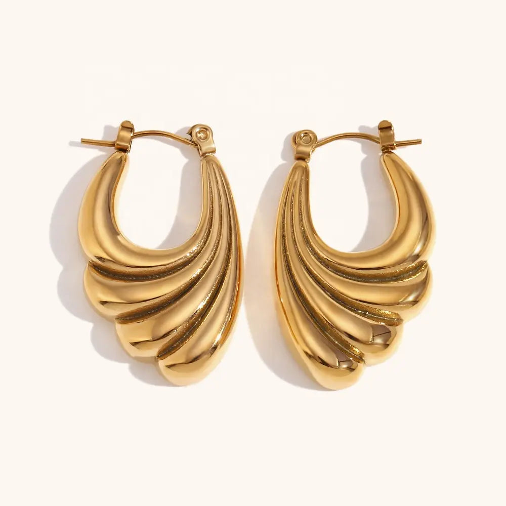 18KT Gold Plated Wing Hoop Earrings - Atulya Jewellers