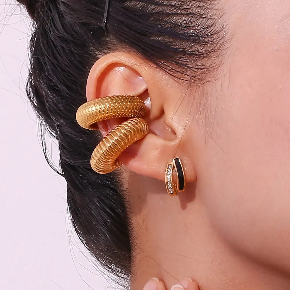 18KT Gold Plated J Enamel CZ Stud Earrings - Atulya Jewellers