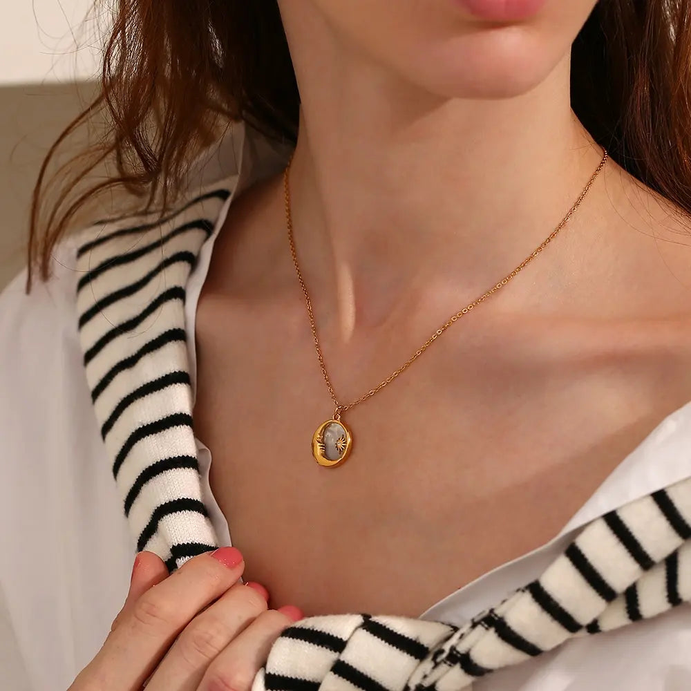 18KT Gold Plated Star Moon Necklace - Atulya Jewellers