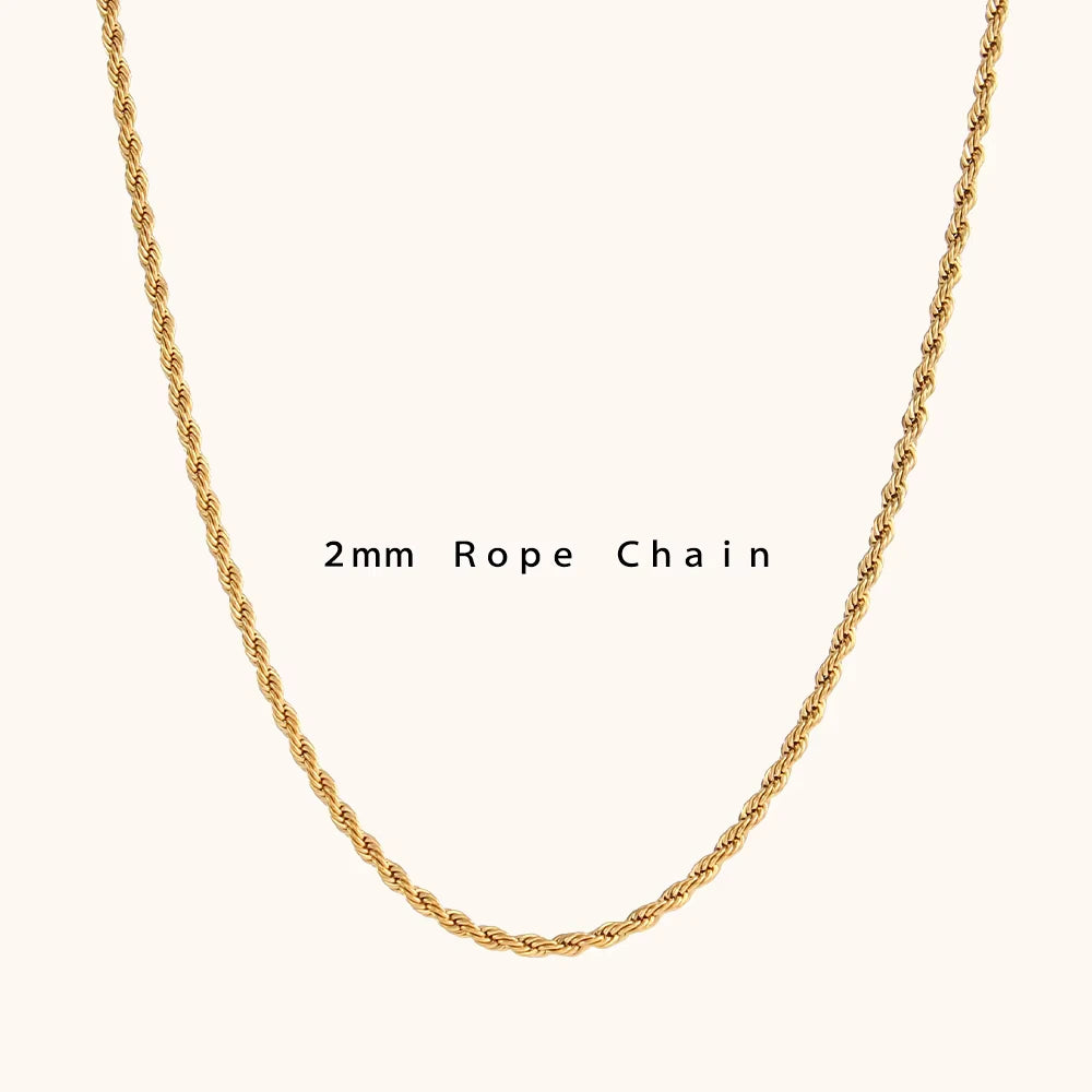 18KT Gold Plated Rope Chain 2mm - Atulya Jewellers