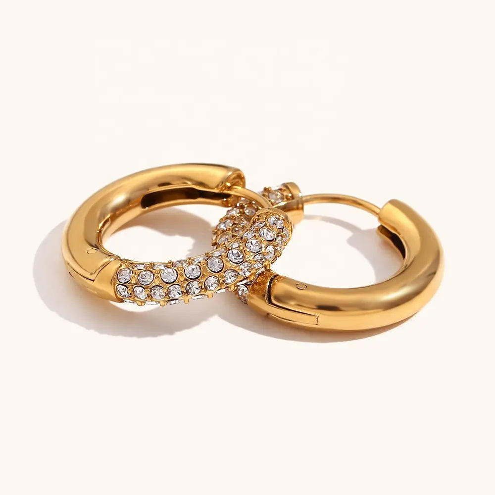 18KT Gold Plated Blink CZ Hoops - Atulya Jewellers