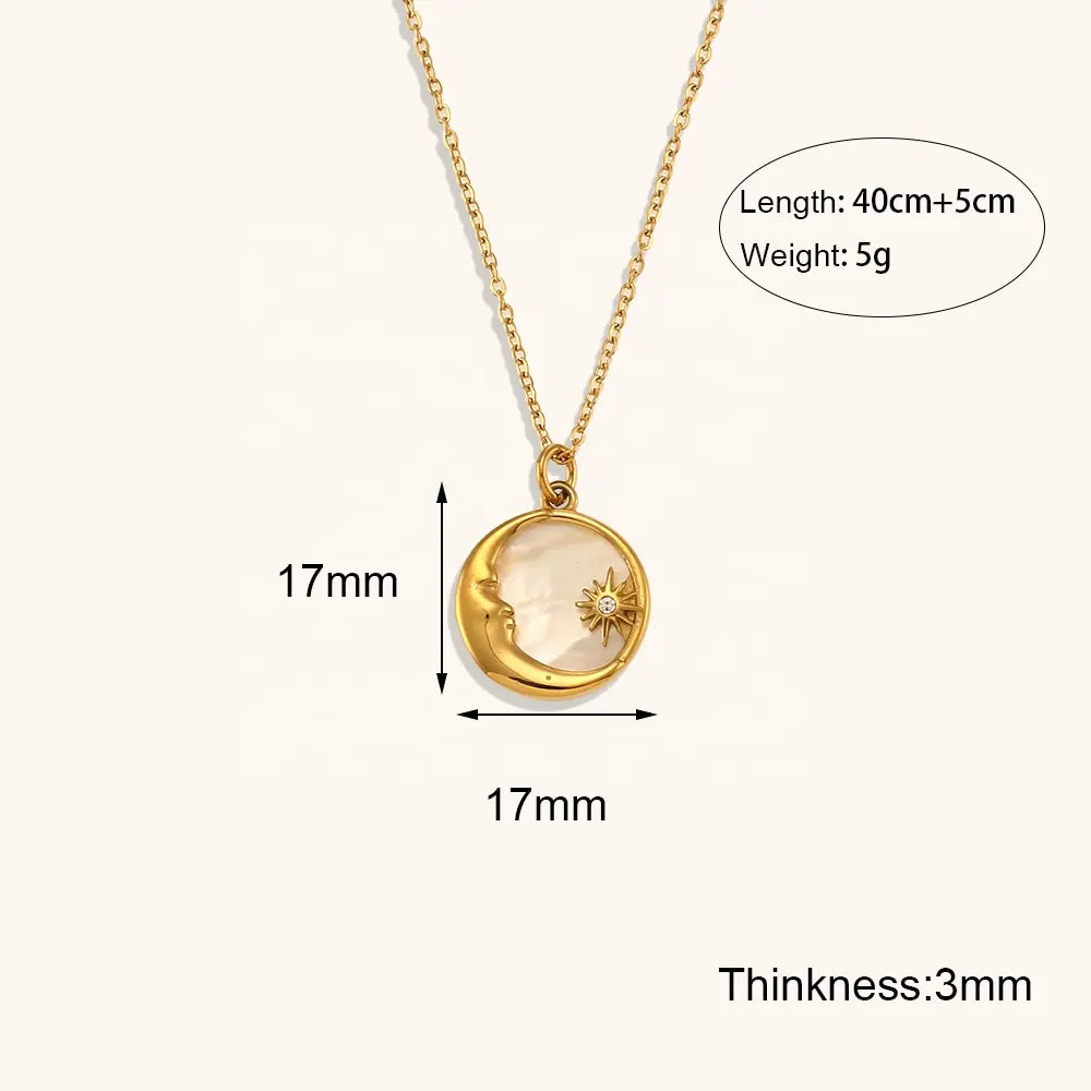 18KT Gold Plated Star Moon Necklace - Atulya Jewellers