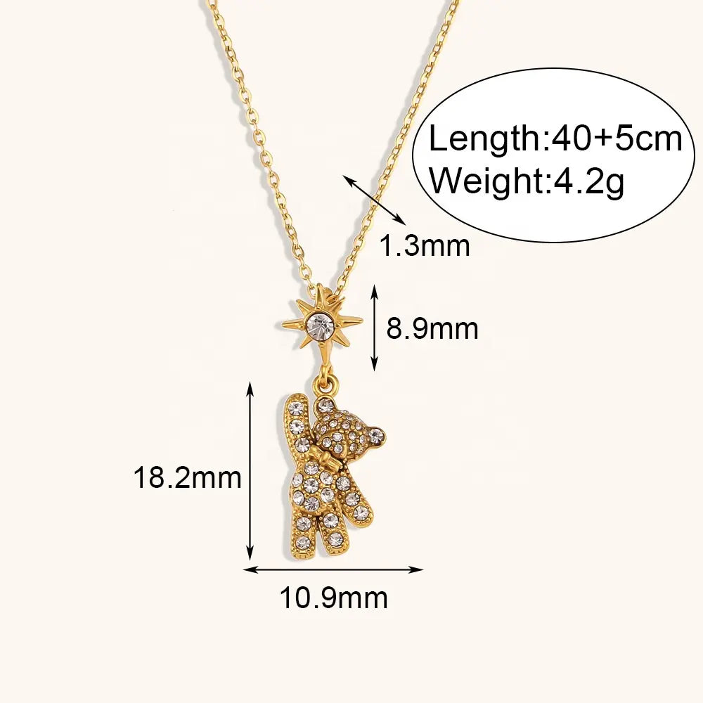 18KT Gold Plated Teddy CZ Necklace - Atulya Jewellers