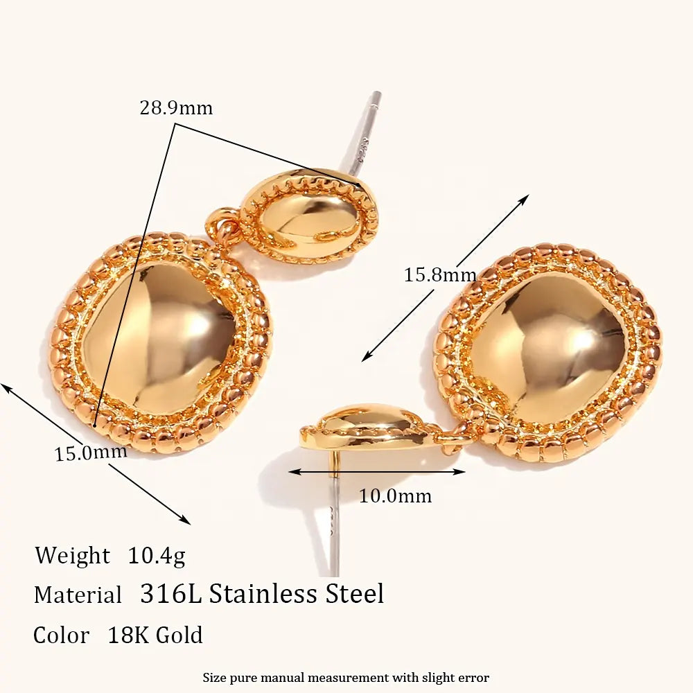 18KT Gold Plated Gloss Dangle Earrings - Atulya Jewellers