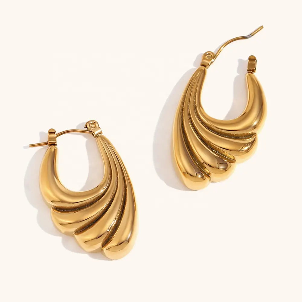 18KT Gold Plated Wing Hoop Earrings - Atulya Jewellers