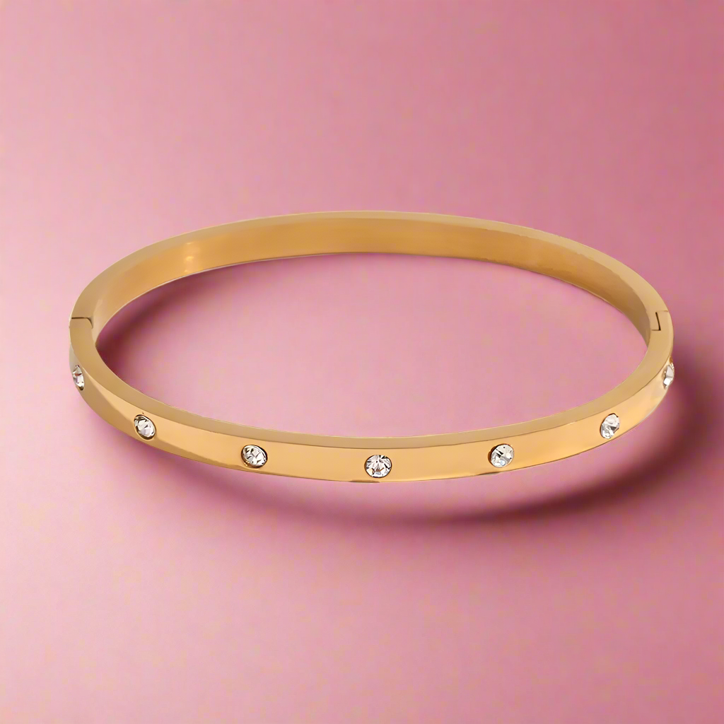 18KT Gold Plated Halo CZ Bangle - Atulya Jewellers