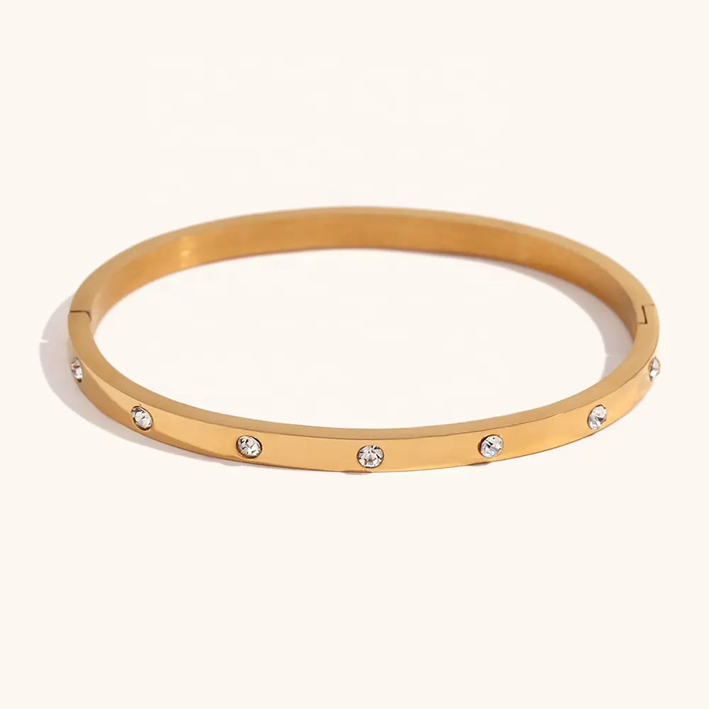 18KT Gold Plated Halo CZ Bangle - Atulya Jewellers