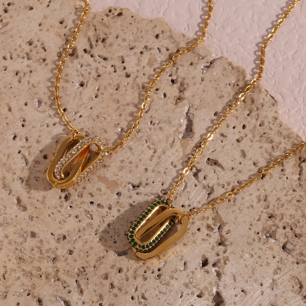 18KT Gold Plated Loop-Lock CZ Necklace - Atulya Jewellers