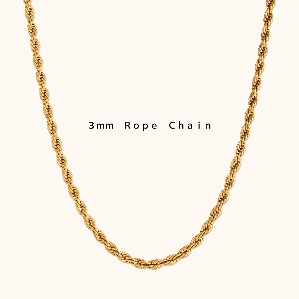 18KT Gold Plated Rope Chain 3mm - Atulya Jewellers