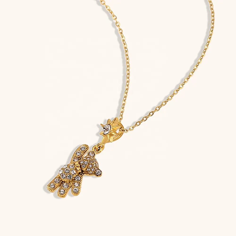 18KT Gold Plated Teddy CZ Necklace - Atulya Jewellers