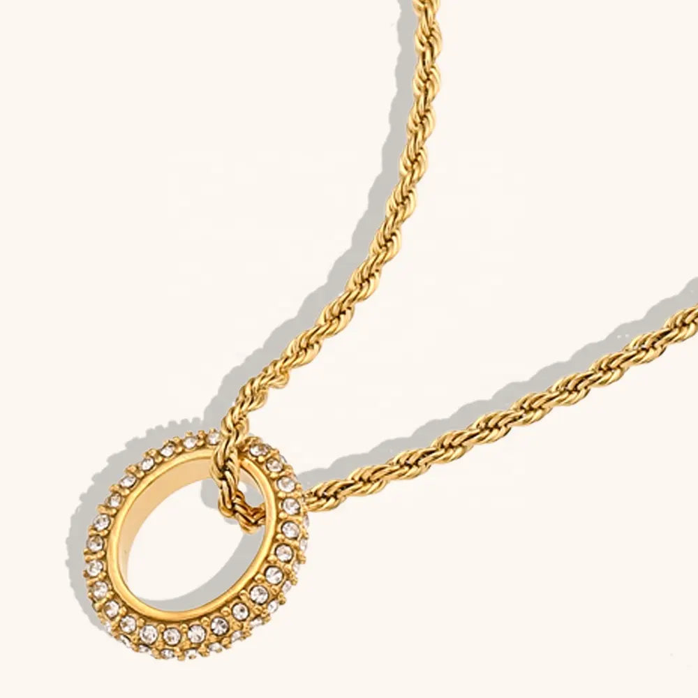 18KT Gold Plated Loop CZ Necklace - Atulya Jewellers