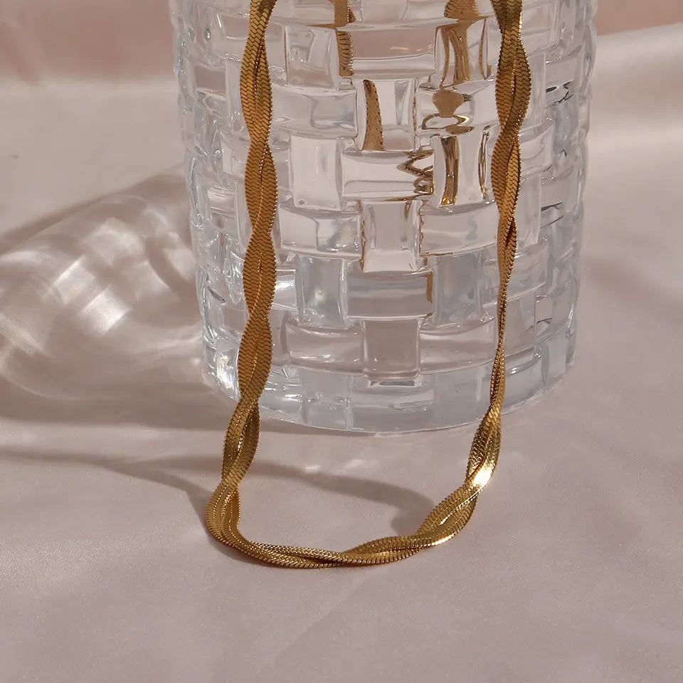 18KT Gold Plated Twisted Silk Necklace - Atulya Jewellers