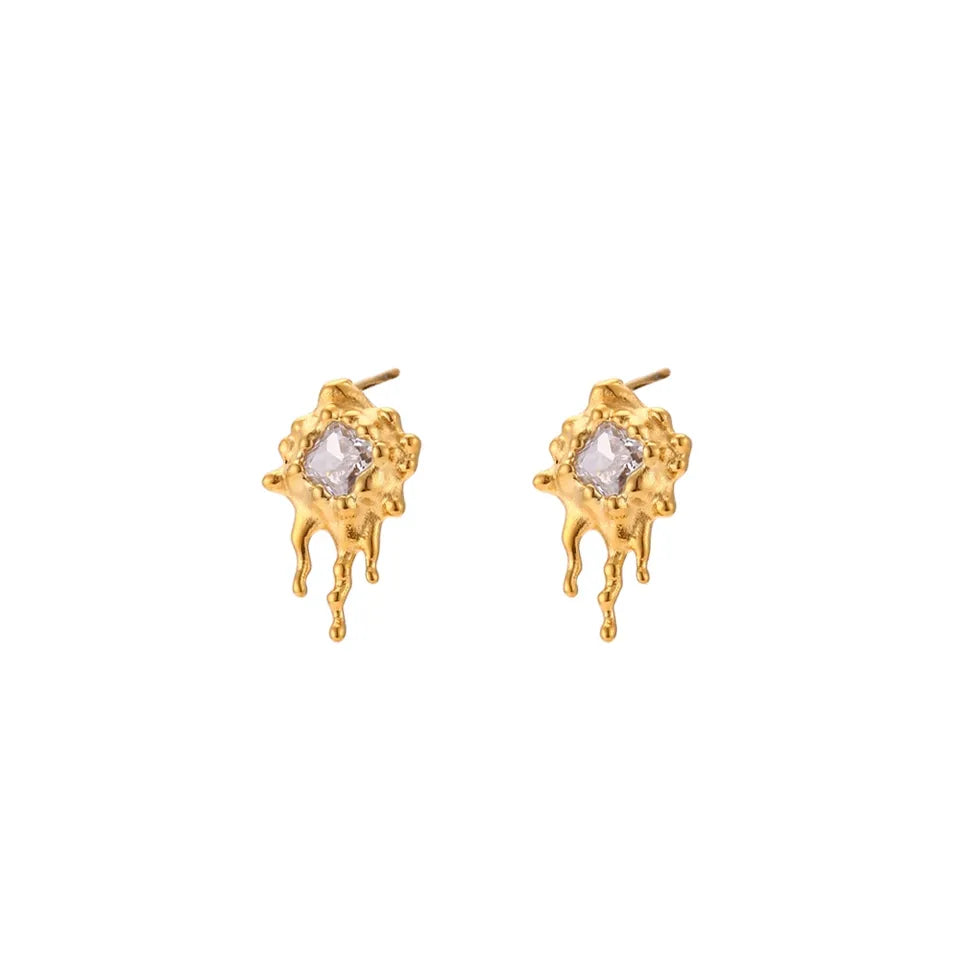 18KT Gold Plated Melting Earrings White - Atulya Jewellers