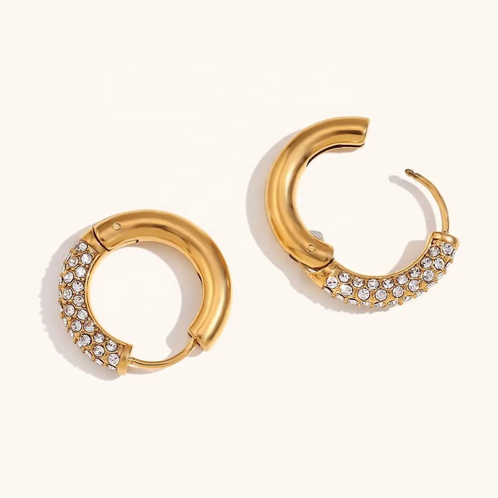 18KT Gold Plated Blink CZ Hoops - Atulya Jewellers