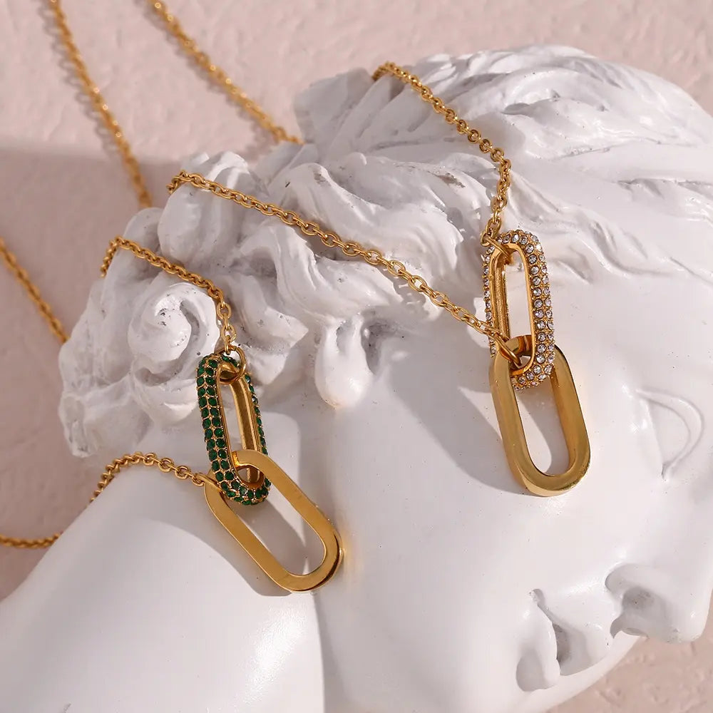 18KT Gold Plated Loop-Lock CZ Necklace - Atulya Jewellers