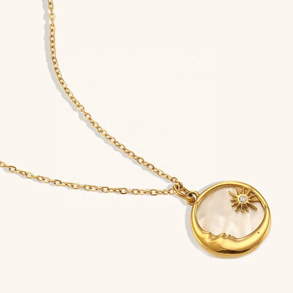 18KT Gold Plated Star Moon Necklace - Atulya Jewellers