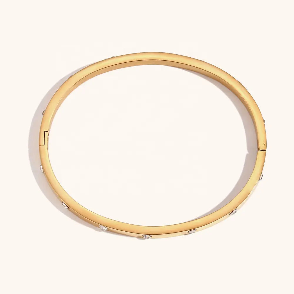 18KT Gold Plated Halo CZ Bangle - Atulya Jewellers