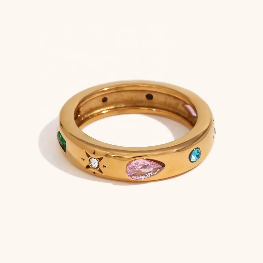 18KT Gold Plated Celestial CZ Ring - Atulya Jewellers